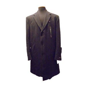 $300 Kenneth Cole Charcoal Men's Raburn Wool Blend Over Coat Slim Fit 44L